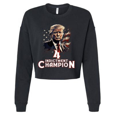 Trump 4 Time Indictment Champion Champ Not Guilty 2024 Cropped Pullover Crew