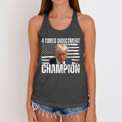 Trump 4 Time Indictment Champion Women's Knotted Racerback Tank