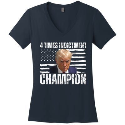 Trump 4 Time Indictment Champion Women's V-Neck T-Shirt