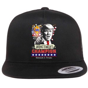 Trump 4 Time Indictment Champ Flat Bill Trucker Hat