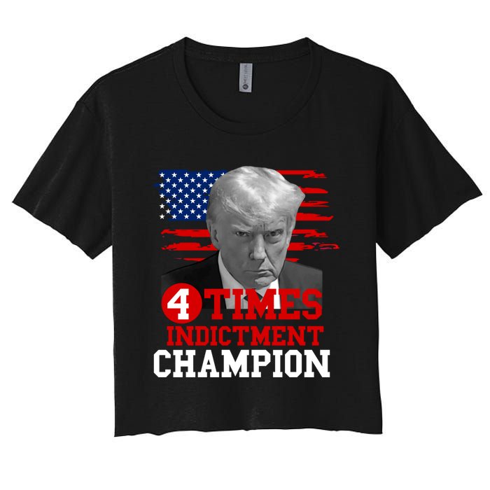 Trump 4 Time Indictment Champion Women's Crop Top Tee