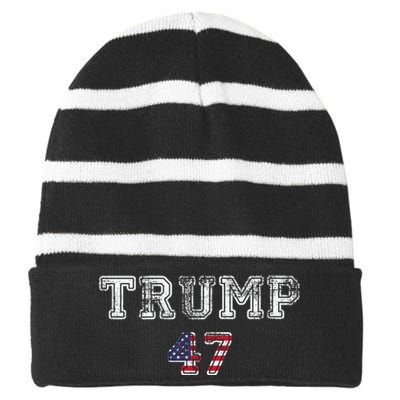 Trump 47 Trump Republican Striped Beanie with Solid Band