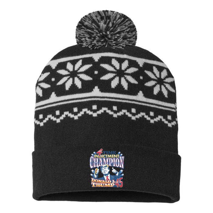 Trump 4 Time Indictment Champion Champ Not Guilty 2024 USA-Made Snowflake Beanie