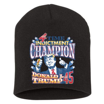 Trump 4 Time Indictment Champion Champ Not Guilty 2024 Short Acrylic Beanie