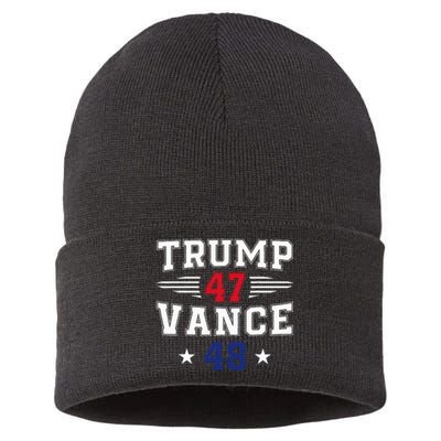 Trump 47 Vance 48 Trump Win Inauguration Day 2025 President Sustainable Knit Beanie