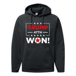 Trump 47th Won Trump Won 2024 Performance Fleece Hoodie