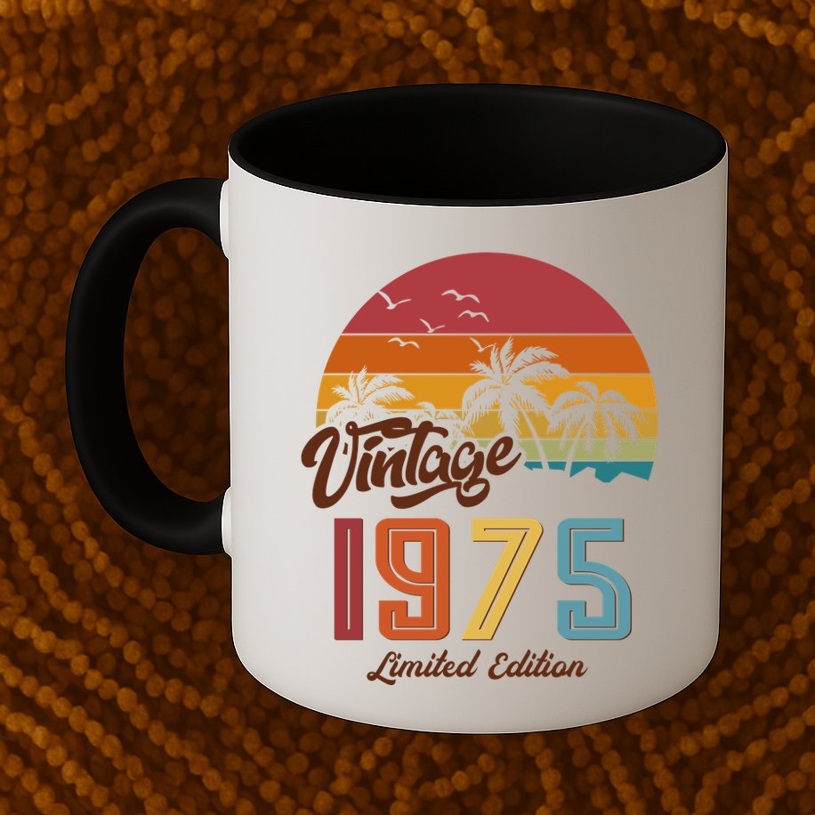 Tropical 50th Birthday Vintage 1975 Limited Edition Mug