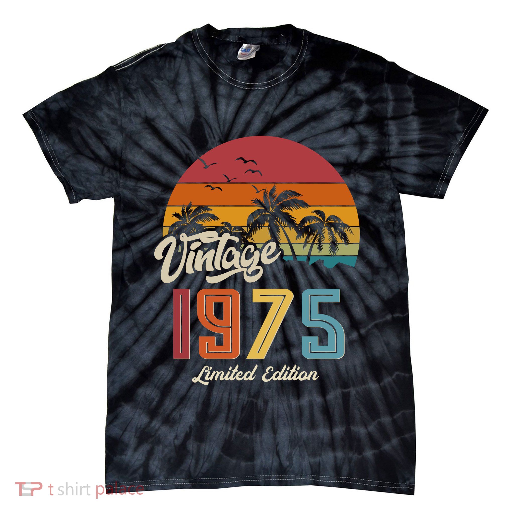 Tropical 50th Birthday Vintage 1975 Limited Edition Tie-Dye T-Shirt