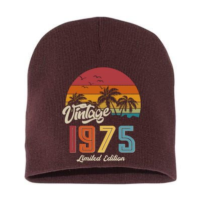 Tropical 50th Birthday Vintage 1975 Limited Edition Short Acrylic Beanie