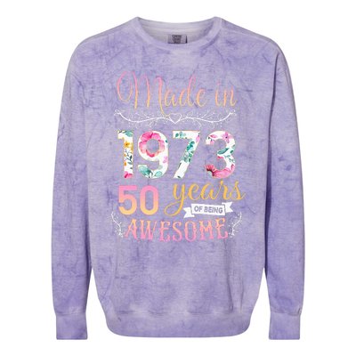 Turning 50 Birthday Decoration 50th Bday 1973 Birthday Colorblast Crewneck Sweatshirt