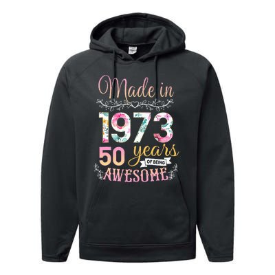 Turning 50 Birthday Decoration 50th Bday 1973 Birthday Performance Fleece Hoodie