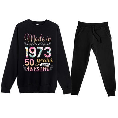 Turning 50 Birthday Decoration 50th Bday 1973 Birthday Premium Crewneck Sweatsuit Set