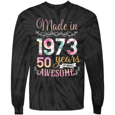 Turning 50 Birthday Decoration 50th Bday 1973 Birthday Tie-Dye Long Sleeve Shirt