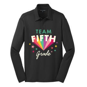 Team 5Th Fifth Grade Teacher Back To School Top Gift Silk Touch Performance Long Sleeve Polo