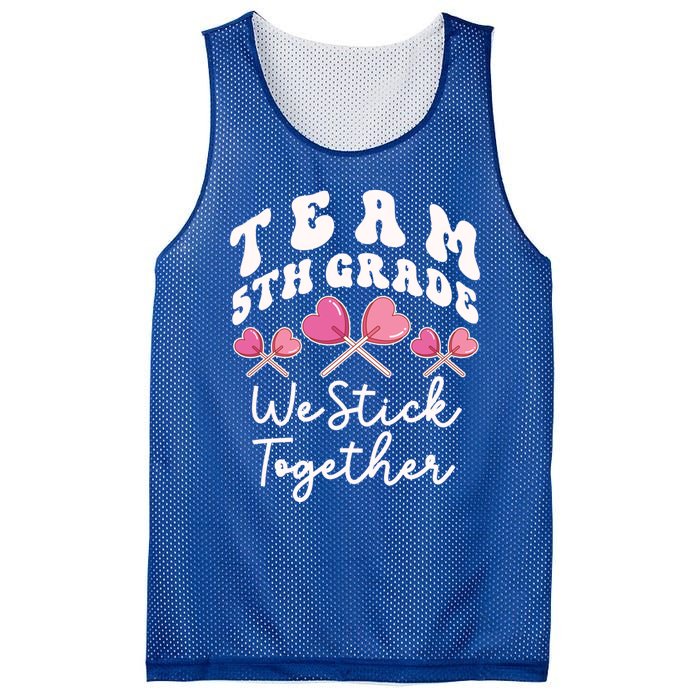 Team 5th Grade We Stick Together Fifth Teacher Heart Sucker Gift Mesh Reversible Basketball Jersey Tank