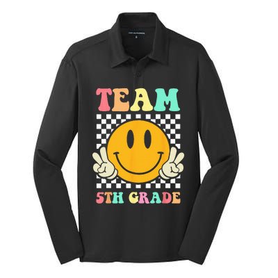 Team 5th Grade Squad Fifth Teacher Student Back To School Silk Touch Performance Long Sleeve Polo