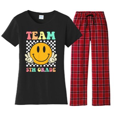 Team 5th Grade Squad Fifth Teacher Student Back To School Women's Flannel Pajama Set