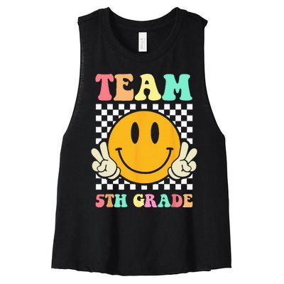 Team 5th Grade Squad Fifth Teacher Student Back To School Women's Racerback Cropped Tank