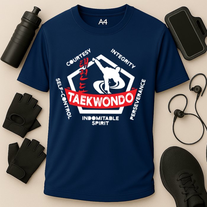 Taekwondo 5 Tenets Martial Arts ATA ITF Tae Kwon Do Gift Cooling Performance Crew T-Shirt