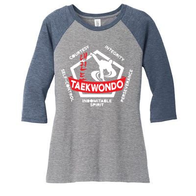 Taekwondo 5 Tenets Martial Arts ATA ITF Tae Kwon Do Gift Women's Tri-Blend 3/4-Sleeve Raglan Shirt