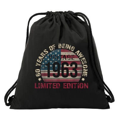 Turning 60 Birthday Decorations 60th BDay 1963 Birthday Drawstring Bag