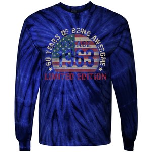 Turning 60 Birthday Decorations 60th BDay 1963 Birthday Tie-Dye Long Sleeve Shirt