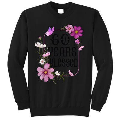 Turning 60 Birthday Butterfly With Floral 60th Birthday Sweatshirt
