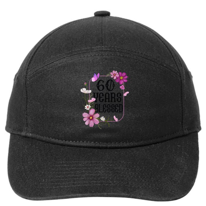 Turning 60 Birthday Butterfly With Floral 60th Birthday 7-Panel Snapback Hat