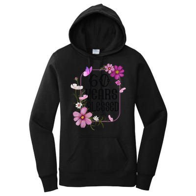 Turning 60 Birthday Butterfly With Floral 60th Birthday Women's Pullover Hoodie