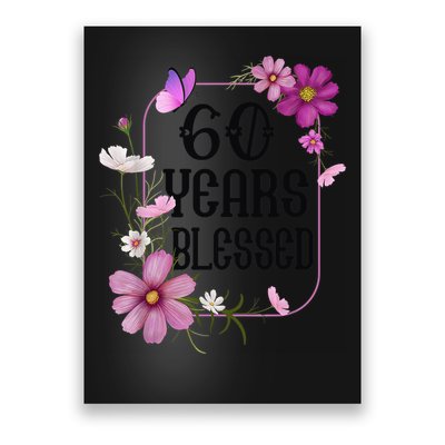 Turning 60 Birthday Butterfly With Floral 60th Birthday Poster