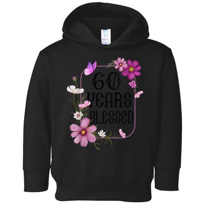 Turning 60 Birthday Butterfly With Floral 60th Birthday Toddler Hoodie