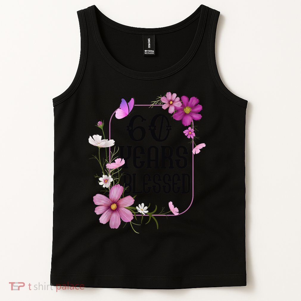 Turning 60 Birthday Butterfly With Floral 60th Birthday Tank Top