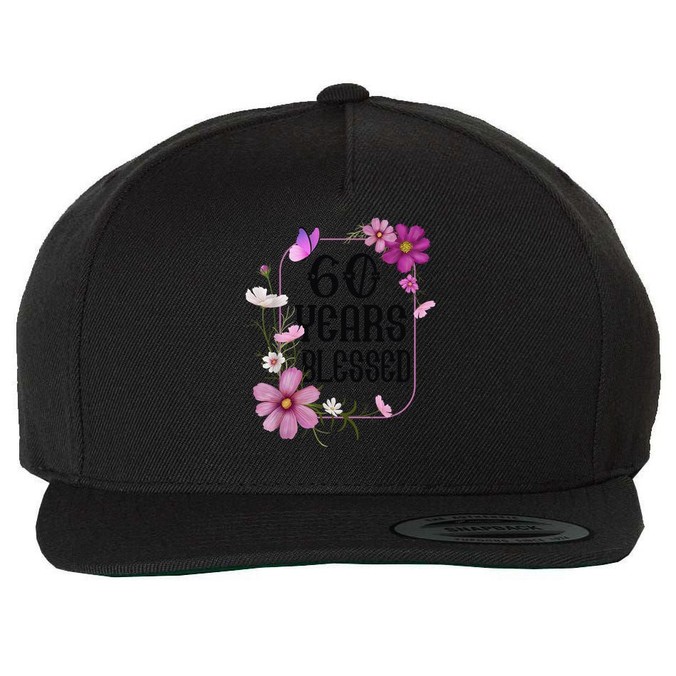 Turning 60 Birthday Butterfly With Floral 60th Birthday Wool Snapback Cap
