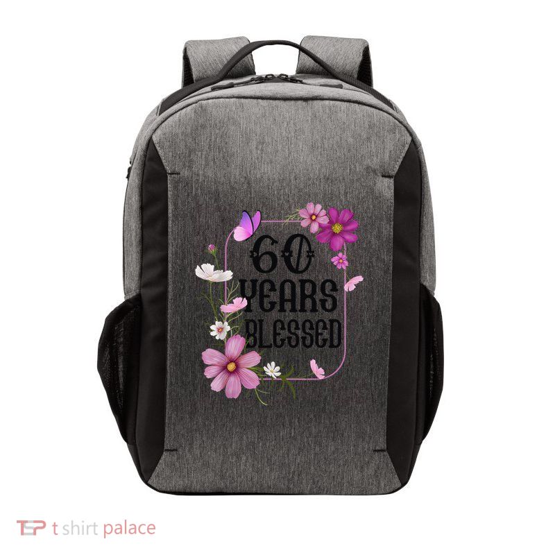 Turning 60 Birthday Butterfly With Floral 60th Birthday Vector Backpack