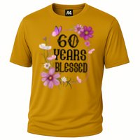 Turning 60 Birthday Butterfly With Floral 60th Birthday Cooling Performance Crew T-Shirt