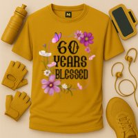Turning 60 Birthday Butterfly With Floral 60th Birthday Cooling Performance Crew T-Shirt