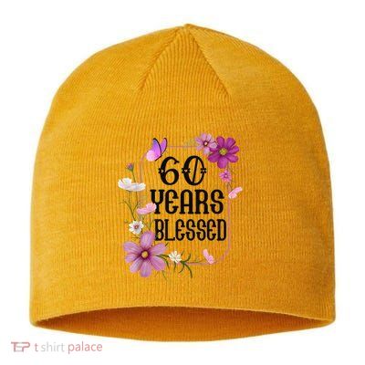 Turning 60 Birthday Butterfly With Floral 60th Birthday Sustainable Beanie