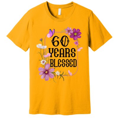 Turning 60 Birthday Butterfly With Floral 60th Birthday Premium T-Shirt