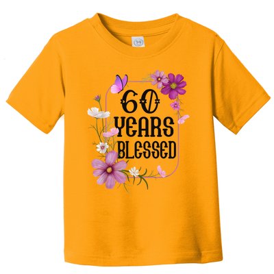 Turning 60 Birthday Butterfly With Floral 60th Birthday Toddler T-Shirt
