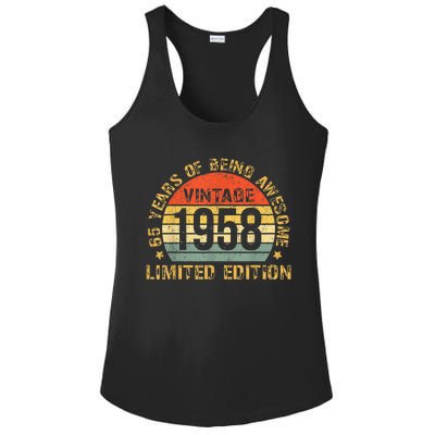 Turning 65 Birthday Decorations  65th BDay 1958 Birthday Ladies PosiCharge Competitor Racerback Tank