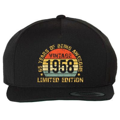 Turning 65 Birthday Decorations  65th BDay 1958 Birthday Wool Snapback Cap