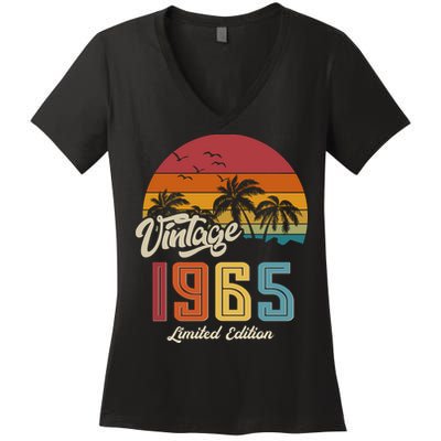 Tropical 60th Birthday Vintage 1965 Limited Edition Women's V-Neck T-Shirt