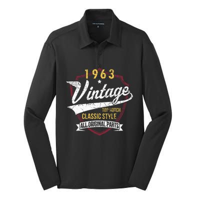 Turning 60 Birthday Decorations 60th Bday 1963 Birthday Silk Touch Performance Long Sleeve Polo