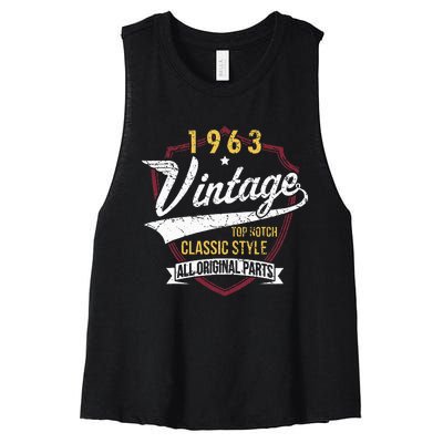 Turning 60 Birthday Decorations 60th Bday 1963 Birthday Women's Racerback Cropped Tank