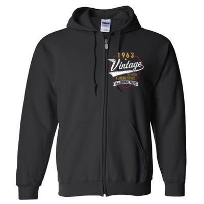 Turning 60 Birthday Decorations 60th Bday 1963 Birthday Full Zip Hoodie