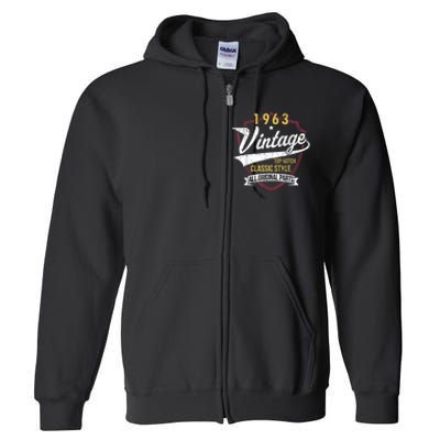 Turning 60 Birthday Decorations M.e.n 60th BDay 1963 Birthday Full Zip Hoodie