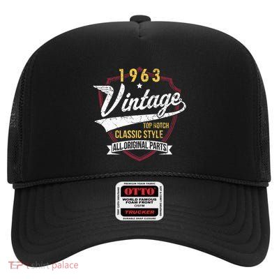 Turning 60 Birthday Decorations 60th Bday 1963 Birthday High Crown Mesh Back Trucker Hat