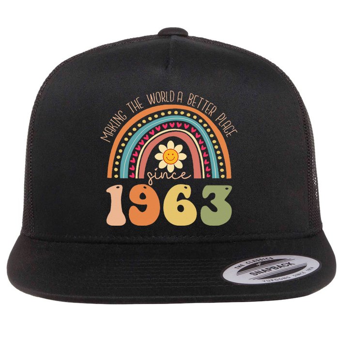 Turning 60 Retro 1963 60th birthday for  Flat Bill Trucker Hat