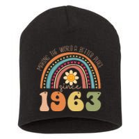 Turning 60 Retro 1963 60th birthday for  Short Acrylic Beanie