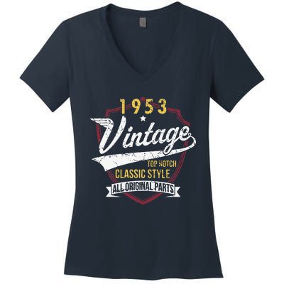 Turning 70 Birthday Decorations 70th BDay 1953 Birthday Cute Women's V-Neck T-Shirt